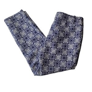 J. CREW Pants Womens 0 Blue Tile Medallion Printed Drapey Casual #C0877 L447